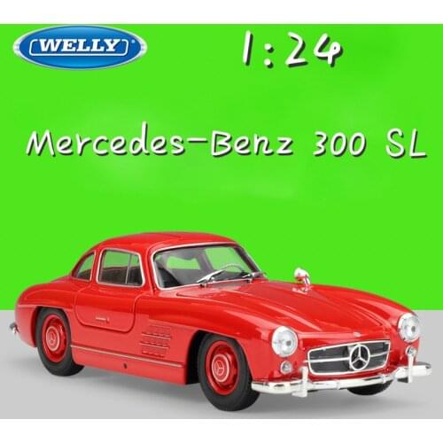WELLY 1:24 Scale Simulator Metal Model Car Benz 300 SL Diecast Vehicle Toy Car Classic Alloy Toy For Children Gifts Collection