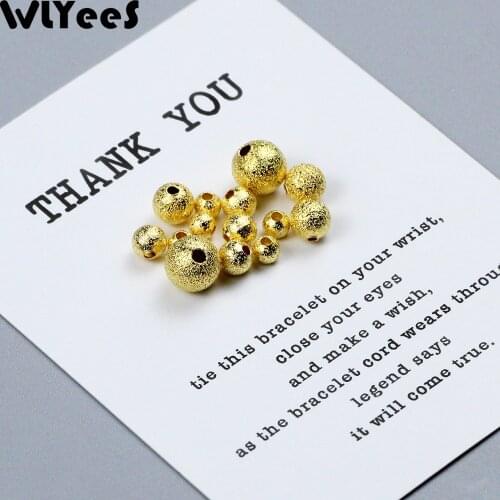 WLYeeS Gold Copper beads Wrinkled spacer loose beads 3 4 5 6 8 10mm Round ball for DIY jewelry Bracelet Necklace earring Making