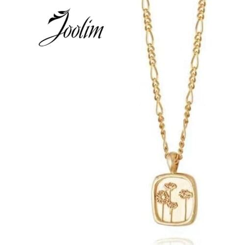 Joolim Jewelry PVD Gold Finish Cool Style Daisy Pendant Necklace Stylish Stainless Steel Necklace