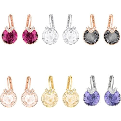 AYoo High Quality SWA Bella V Pierced Earrings Multicolor Crystal Womens Earrings