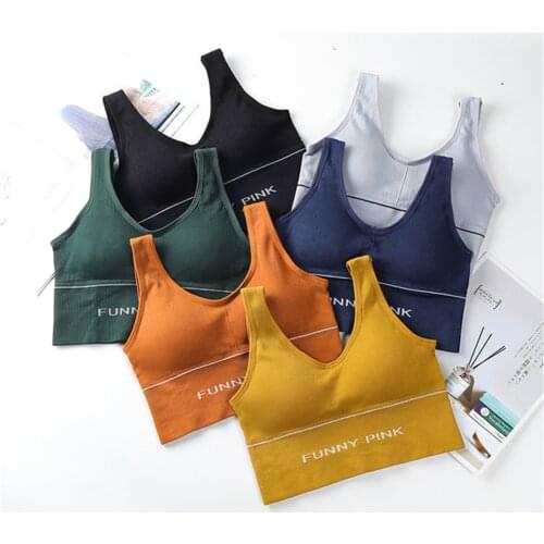 Women Sports Bra Top Padded Underwear Free Size A-D Cup Letters Yoga Bra For Women Solid Cotton Bra Brand For Fitness