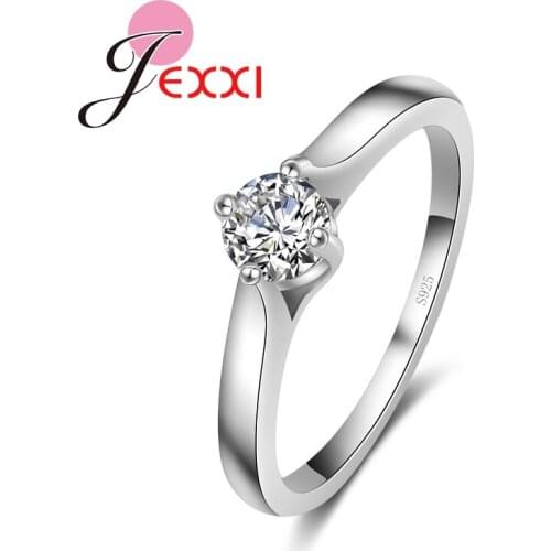 Wholesale Romantic Fashion Engagement Rings Charm CZ Cubic Zircon Crystal Fashion Jewelry 925 Sterling Silver Accessories