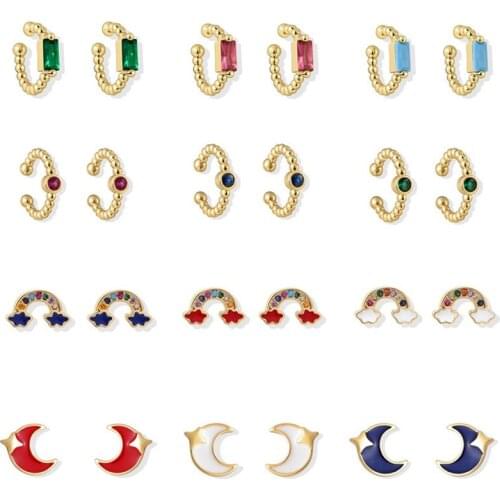 ZOSHI Cute Mini Stud Earrings for Women Fashion Gold Color Metal Geometric Party Jewelry Small Earrings Gift