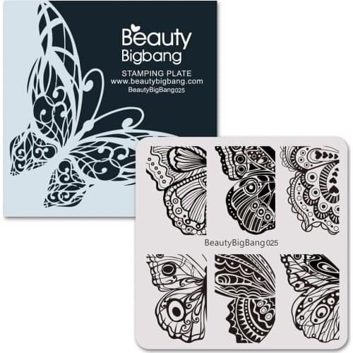1pc BeautyBigBang 6*6cm Square Stamping Plates Butterfly Theme Image Pattern For Nail Art Stamping Plate BBB-025