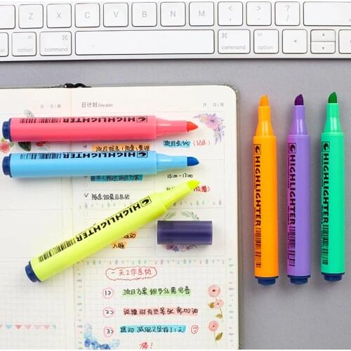1PC Highlighter Triangle Rod Fluorescent Pen for Drawing Graffiti Markers Yellow Green Blue Orange Purple School Office Supplies