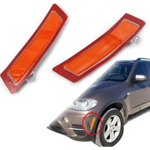 Car Front Bumper Reflectors Marker Light Orange Cover Reflector For BMW E70 X5 35ix 35dx 50ix 2011 2012 2013 Left & Right 2PCS