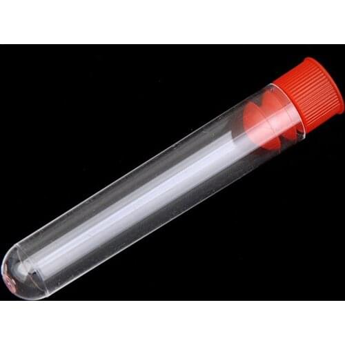 20 Pcs 12 x 60 mm Non-Completed Plastic Test Tubes Lab Test Tool With Screw Cap