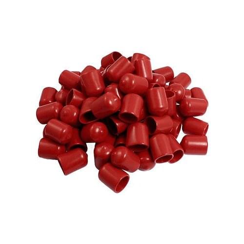 25mm High 16mm Inner Dia Round Tip Red PVC Insulated End Caps