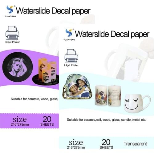 40pcs=20 clear+20 white) Inkjet Letter Size Waterslide Decal Transfer Paper Printable Water Papel Transfer Printing Paper DIY