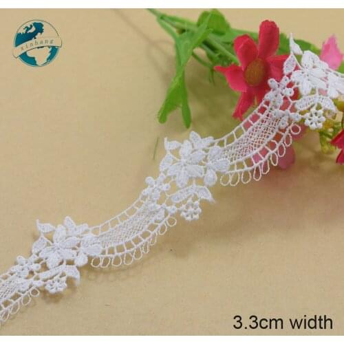 5yards 3.3cm white lace embroid lace sewing ribbon fabric guipure diy trims warp knitting DIY Garment Accessories#3669