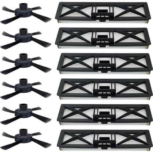 6pcs preformance robot parts dust hepa Filter & 6pcs Side Brush For Neato Botvac D Series 945-0215 Filter 70e D5 D75 D80 D85