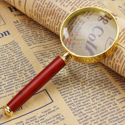6x50mm Pocket Gift for Children Straight Reading Glass Handheld Magnifier Eye Aid Tool Loupe with Golden Frame for Reading