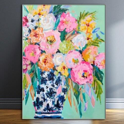 Abstract watercolor flower diamond painting, Nordic style diamond mosaic picture wall art, rhinestone embroidery home room decor