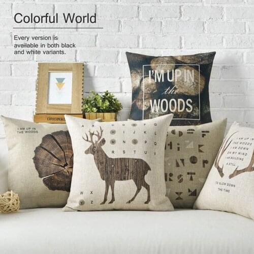 American style Rural Log wood Retro Elegant Art Pillow Cover Home Decorative Pillows Linen Pillow Case Office Sofa Cushion Cover