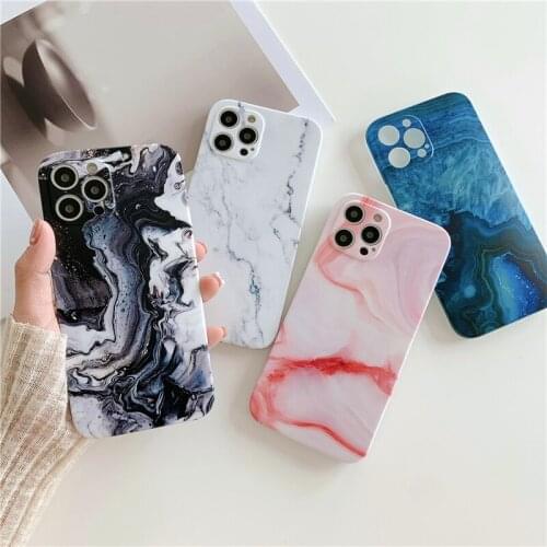 Luxury Colorful Art Marble Phone Case For iPhone 12 11 Pro Max XR XS XS 7 8 Plus Soft IMD Camera Protection Phone Back Cover