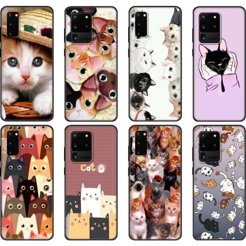 Black tpu Case For Samsung galaxy S20 /S20 PLUS/S20 ultra/S20+ /S20FE back cover Cat Cute Kitten Catling