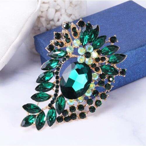 Multiple Rhinestone Decoration Anti-Golden Metal Blue Brooch Pin Women Party Jewelry Fashion Costume Accessories Babu Frik