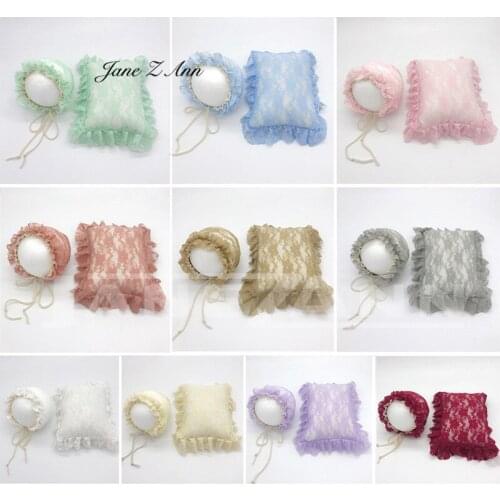 Jane Z Ann Baby Boy Girl Lace Hat+Pillow Set Newborn Posing Pillow Baby Positioner Props Poser Pillow Infant Photo Shoot Props