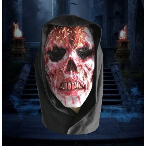 Halloween Horror Mask Scar Bleeding Resurrection Zombie Carnival Party Tricky Dress Up Latex Headgear Scary Props Bloody 2021