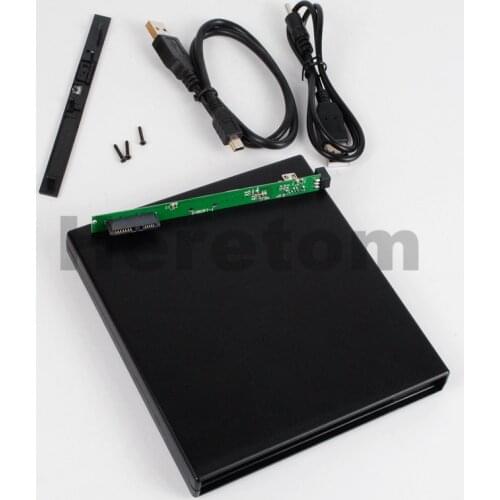 Heretom USB 2.0 SATA to SATA 9.5mm External Optical Drive Enclosure CD DVD-ROM Case For Laptop Optical Drive