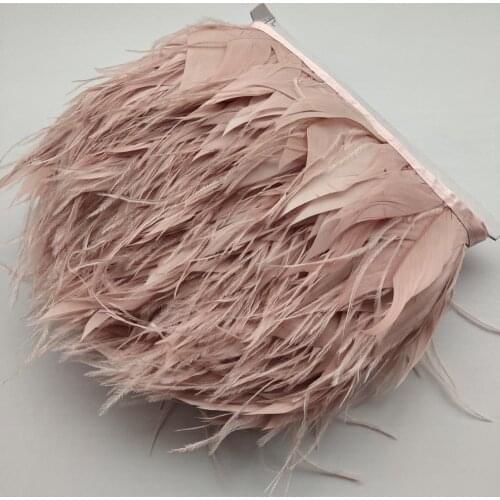 Beautiful 1Yards Water Red Turkey and Ostrich Feather Ribbon 10-15cm/4-6 inch For weddings Dress/Craft Supplies Decoration