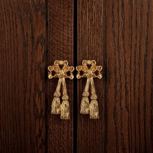 Brass Feather Handle Creative Bow Cartridge Cabinet Door Handle Household Products Home Decoration Light Luxury European Retro