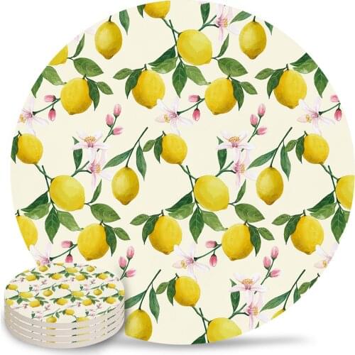 Summer Lemon Fruit Coasters Coffee Table Decor Kitchen Accessories Ceramic Coaster Dinning Table Decoration Placemats