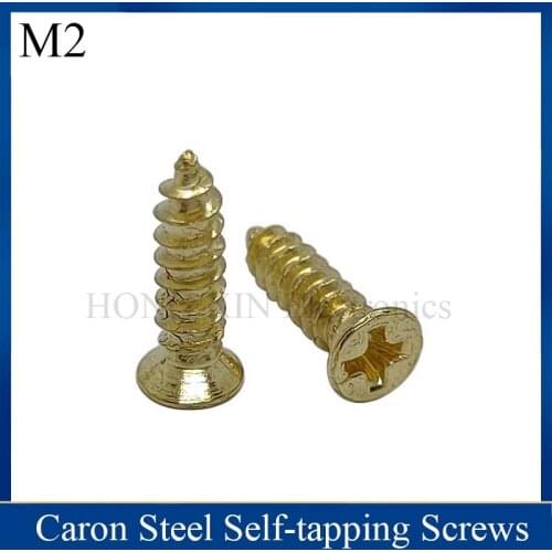 【M2】Gold Self Tapping Wood Screw Assortment Kit Flat head Thread Nail Screw Fastener Wood Furniture Screws 100pcs