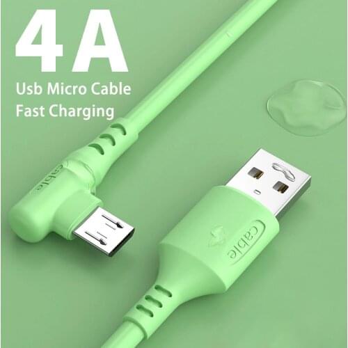 USB Micro Cable 90 Degree Elbow Data Cable for Samsung Huawei Xiaomi Mobile Phone Accessories 4A Fast Charging Charger Usb Cable