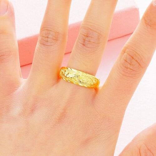 Cute Fashion Female Couple 24K Gold Finger Ring Simple Open Adjustable Ring Wedding Jewelry Promise Engagement Rings For Women