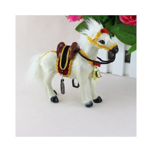 Simulation cute white horse 14x11cm model polyethylene&furs horse model home decoration props ,model gift d584