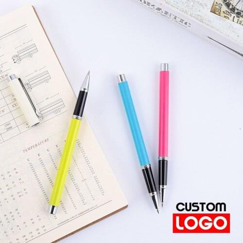 Fashion Metal Gel Pen Private Custom Logo Couple Text Lettering Signature Pen Gift Pen Student Stationery Three Colors Optional