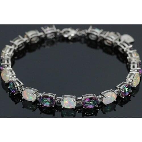SZ0037 Trendy Precious Fire Opal Gem & Purple Crystal Bracelets for Women Elegant Jewelry Best Gift for Lovers