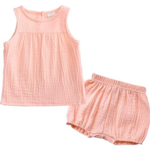 New 2020 Summer Infant Baby Boys Girls Sleeveless Vest + Shorts Clothing Sets Kids Boy Girl Clothes Suits