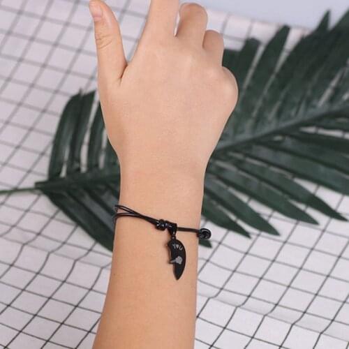 New Couple Bracelets for Women and Men Heart Black Stainless Steel Key Lock Two Halves Paired Bracelet Fashion Jewelry, 2PCs/set