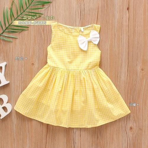 South Korean Summer New Girls' Dress Check Foreign Style Childrens Skirt Sleeveless Suspender Princess Skirt