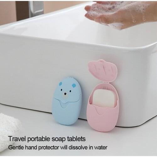 50PCS/Box Disposable Mini Travel Soap Paper Washing Hand Bath Cleaning Portable Boxed Foaming Soap Paper Scented Sheets 3 Colors