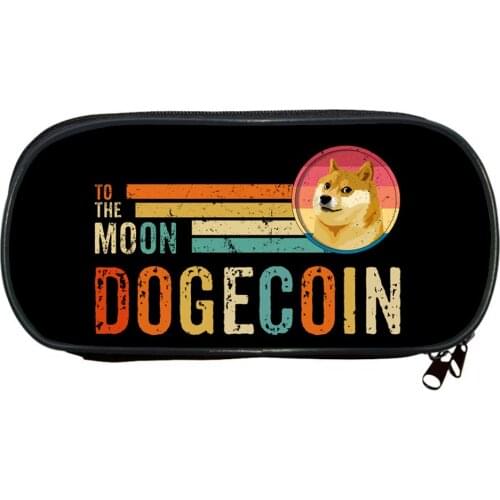 Dogecoin Pencil Case Creative Cute Office School Kawaii Pen Cases Multifunction Stationery Bag Cartoon Pen Box Storage Bag
