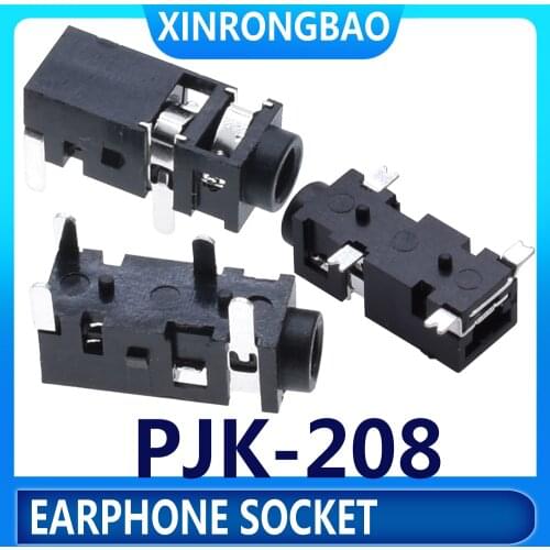 PJ-208 2.5mm earphone socket 2.5 Phone jack connector 4 pin dip Headphone Jack 3 pin Audio socket connector Good quality 0.5A30V