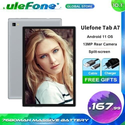 Ulefone Tab A7 Tablets 4GB RAM 64GB ROM 13MP Rear Camera 10.1 inch Android 11 7680 Massive Battery Dual 4G Phone Call Tablet PC