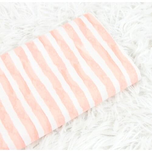 Half Meter Plain Cotton Fabric With Pink Stripe Print Handmade DIY Bag Garment Dress Children Tissue 100% Cotton CR-519