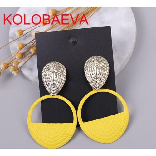 Earrings Fashion Jewelry Lady Personality Punk Yellow Pendant Simple Cute women Korean Drop Gold Earring Wholesale CC Earrings