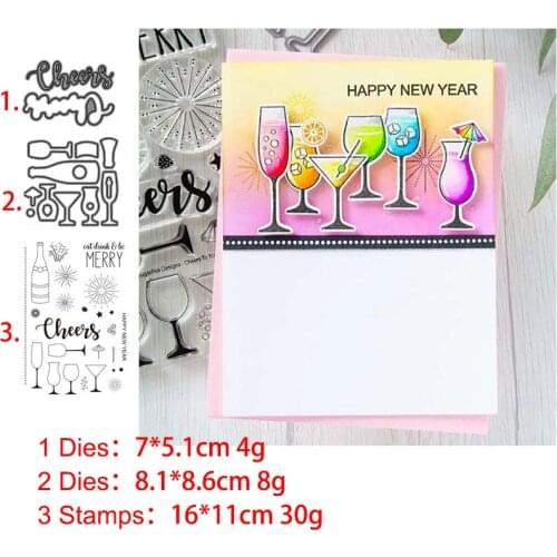 Wine Cup Cheers Metal Cutting Dies and Stamps Stencil for Scrapbooking Photo Album Embossing Decorative DIY Paper Cards