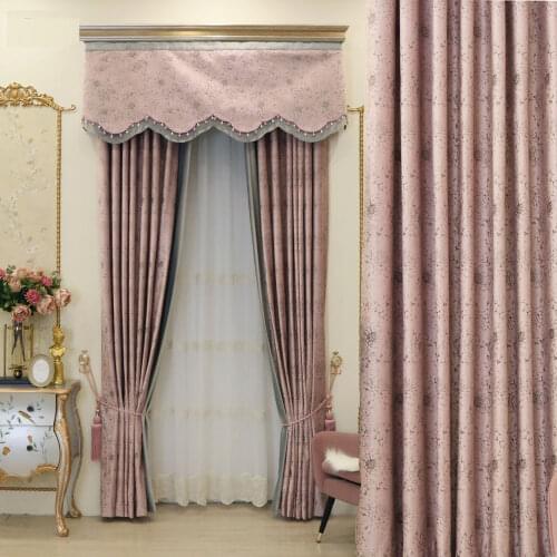 Warm pink Korean countryside flannel shading curtain cloth high grade living room bedroom American curtain customization