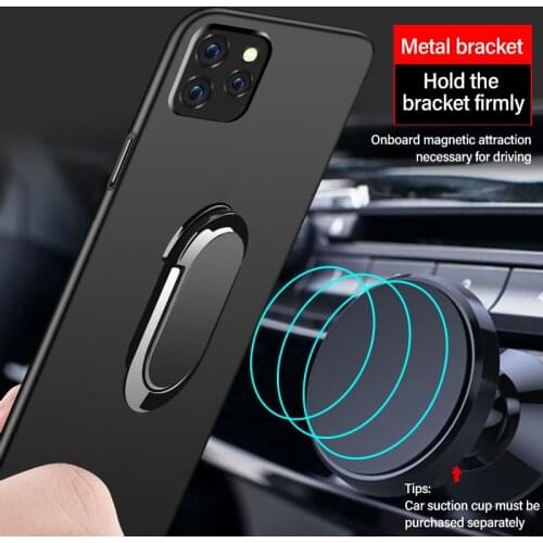 Ultra-thin Magnetic Hard Matte PC Phone Case For iPhone 13 12 11 Pro max SE XSmax XR XS X 8 7 6 Plus Ring Bracket Frosted Cover