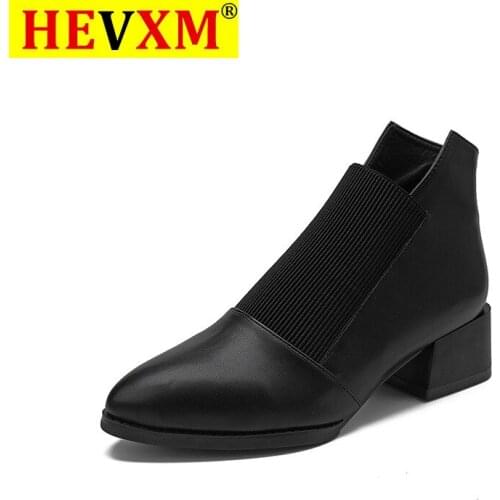 Women Boots 2020 Spring And Autumn Fashion Stretch Ankle Boots Pu Pointed Toe Thick Heel Casual Womens Shoes Botas Mujer