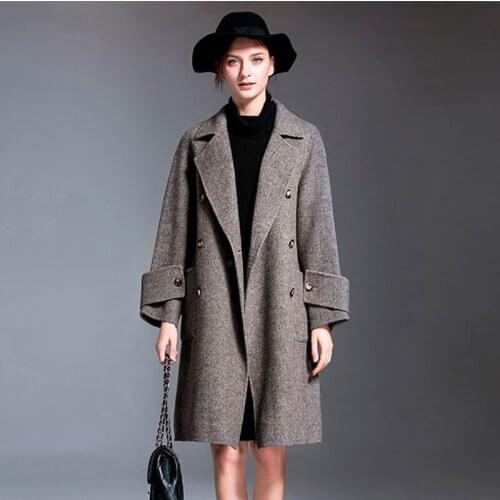 Winter Double faced Cashmere Overcoat New style Female woolen Jacket Women Warm Double-breasted Wear Long Ladies Medium Coats
