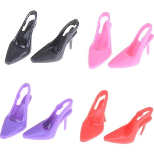 1Pair 4 Colors Kids Gift High Heel Evening Party Wear Shoes For Barbie For BJD Doll Clothes Dress Accessories