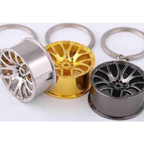 1pc Fit Wheel Rim Keychain Metal Car Model Toy Auto Part Car Keyring Key Chain Ring Key Fob Key Ring Car Interior Accessories