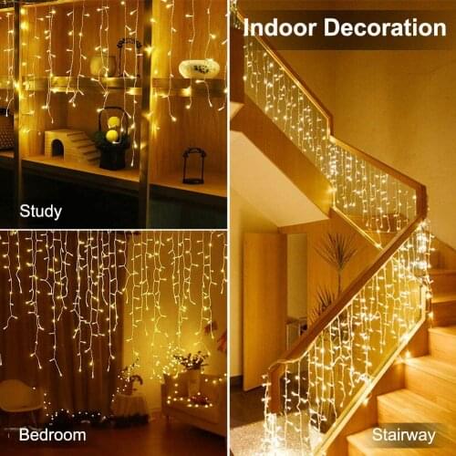 2021 LED Holiday Christmas Curtain Light WaterProof 3M*1/2M Plug Powered 8 Modes Decoration Outdoor NewYear Party Garden Wedding